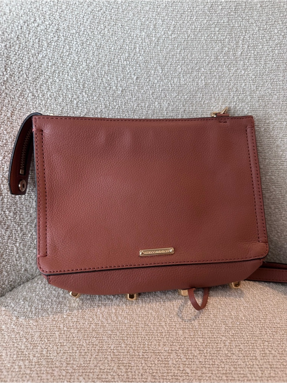 Rebecca Minkoff Pebbled Leather Crossbody in Warm Brick